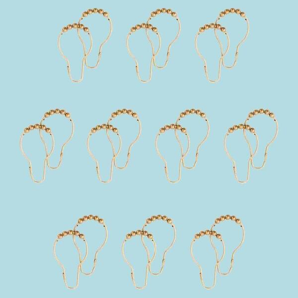 120 All Brass Shower Curtain Hooks Ring Roller Ball Pack of 10